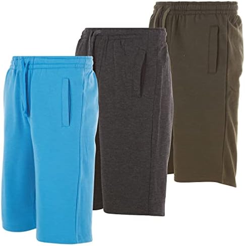 Rocawear | 3 חבילות מכנסיים קצרים של פליס. מכנסיים קצרים של המותניים האלסטיים גברים | 13 Inseam